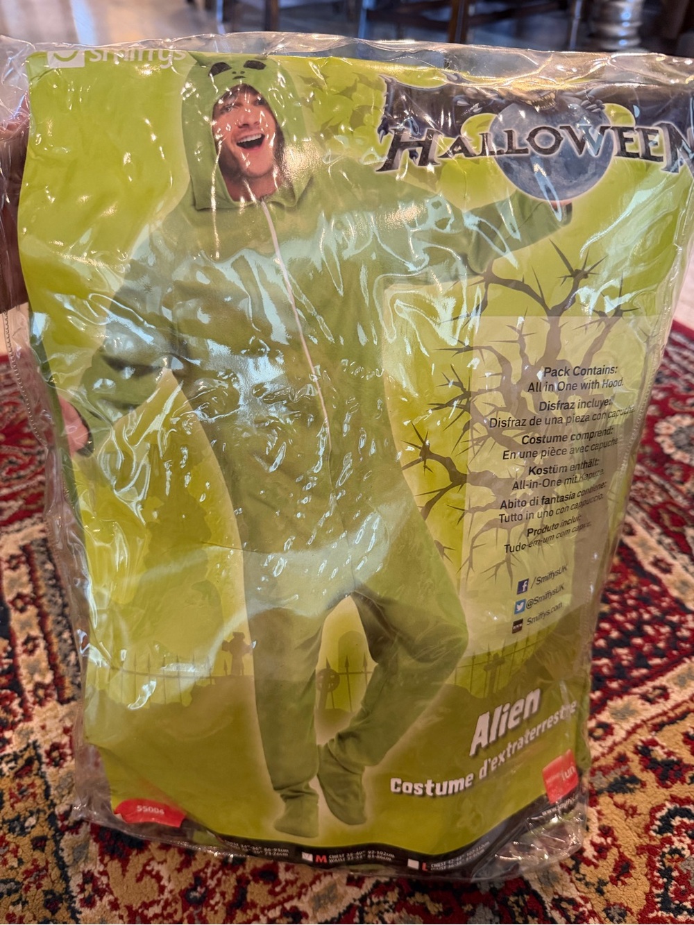 Alien Halloween Costume for Men - Green Hooded One-Piece